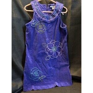 Hartstrings Purple Jumper Dress 6X Corduroy Embroidered Vintage Easter Spring